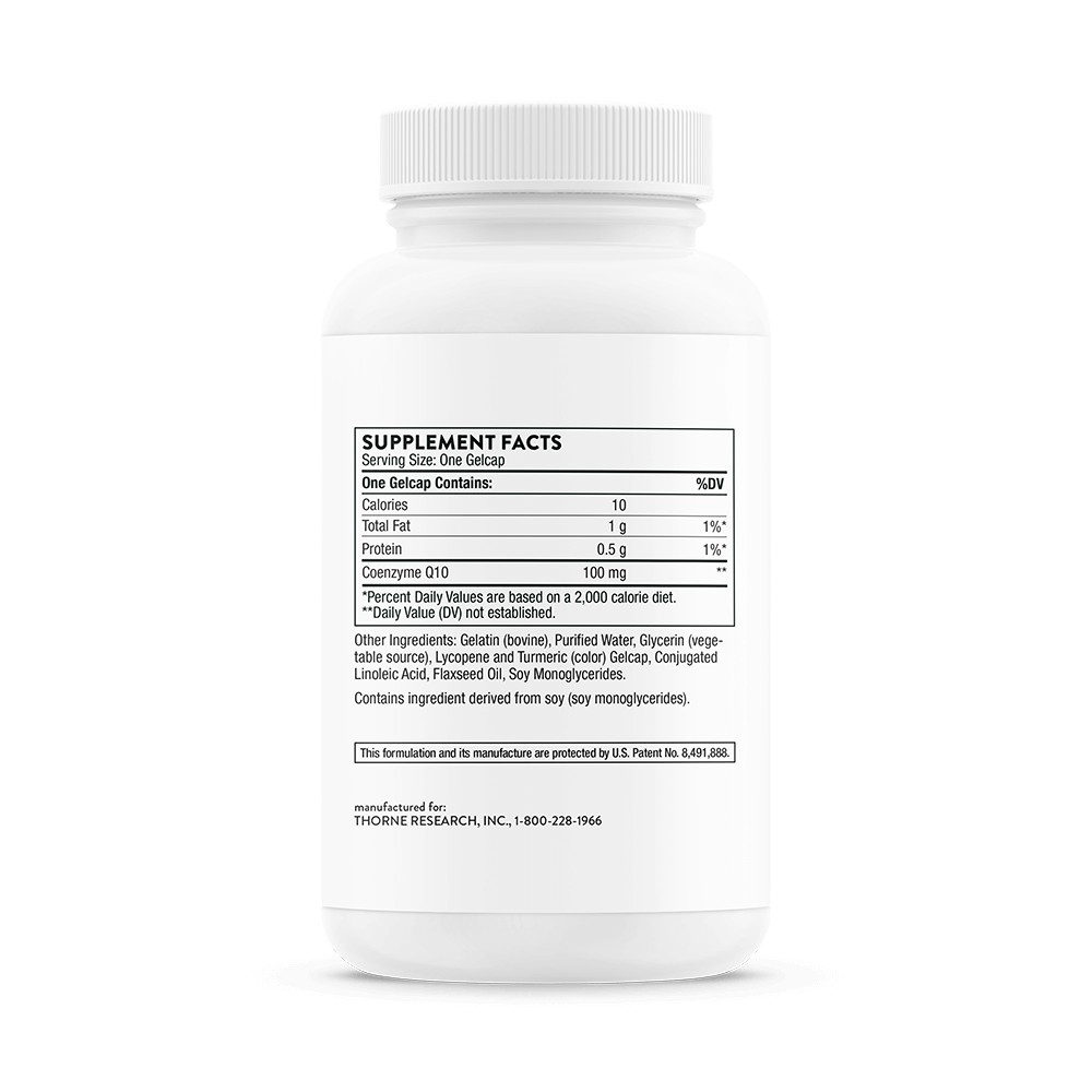 White supplement bottle with label on a white background