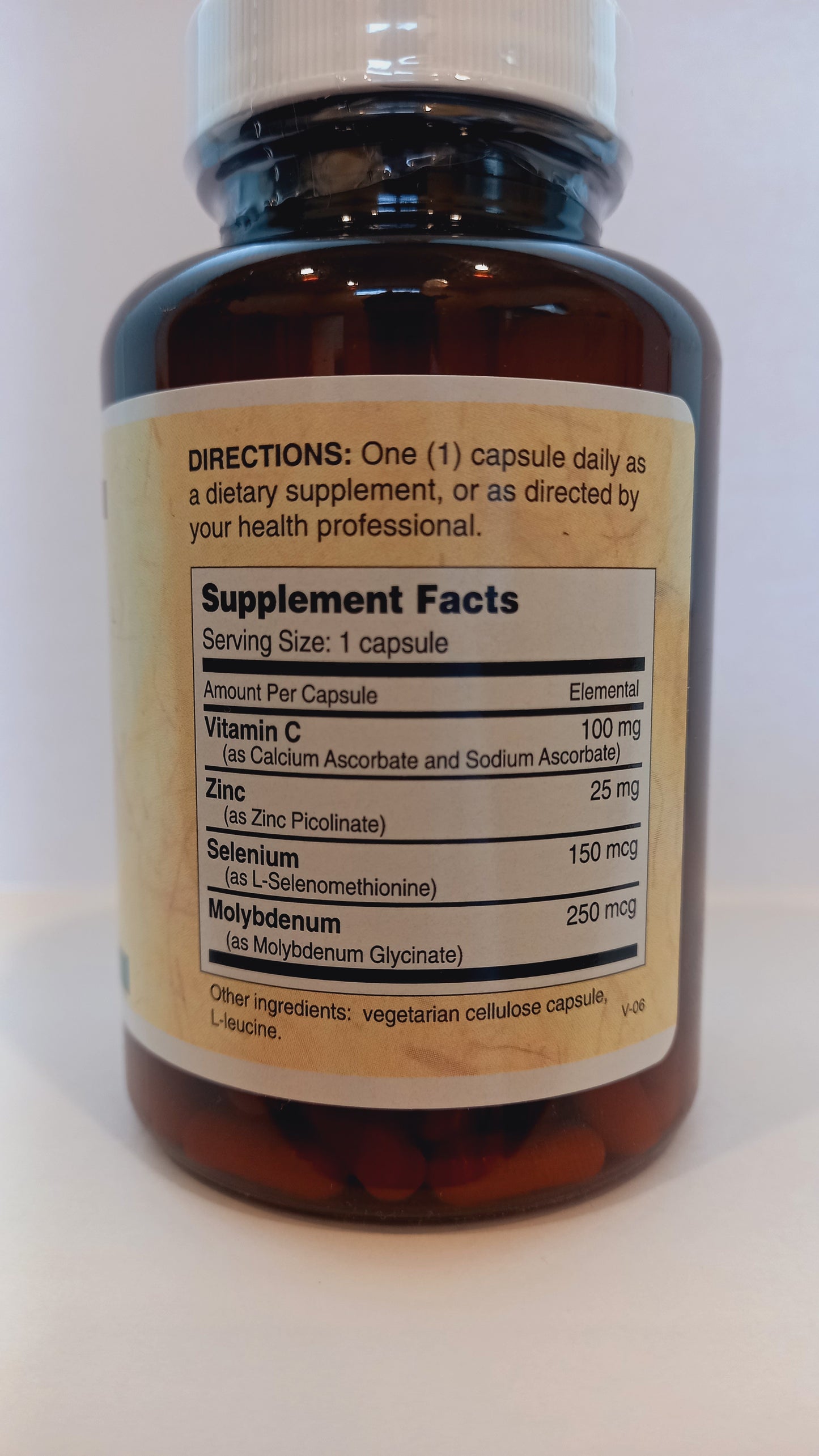 Metabolic Maintenance Zinc Picolinate supplement facts – 30mg zinc picolinate with Vitamin C, selenium and molybdenum