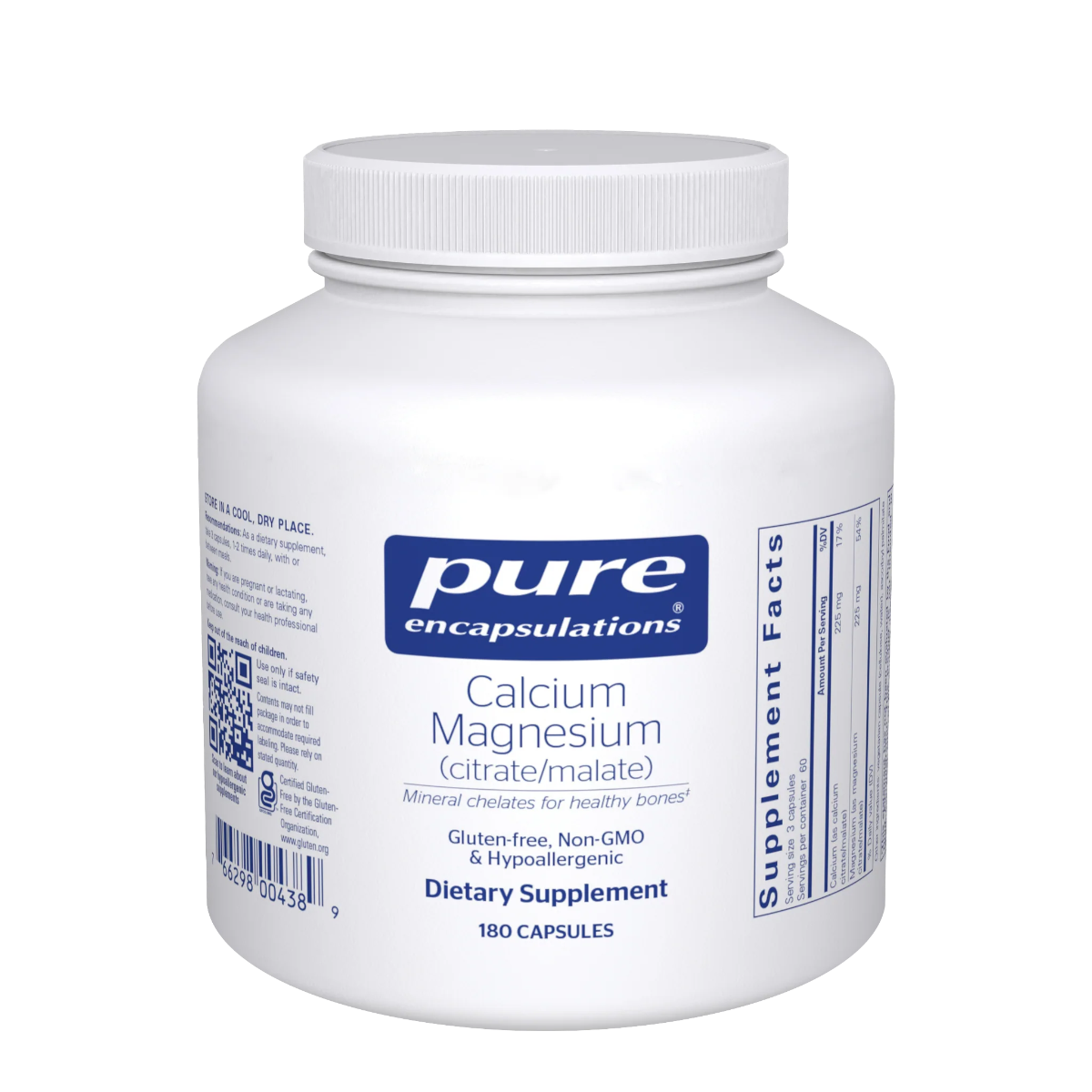 Pure Encapsulations Calcium Magnesium Citrate vegetarian capsules — practitioner-grade mineral supplement for bone and cardiovascular health