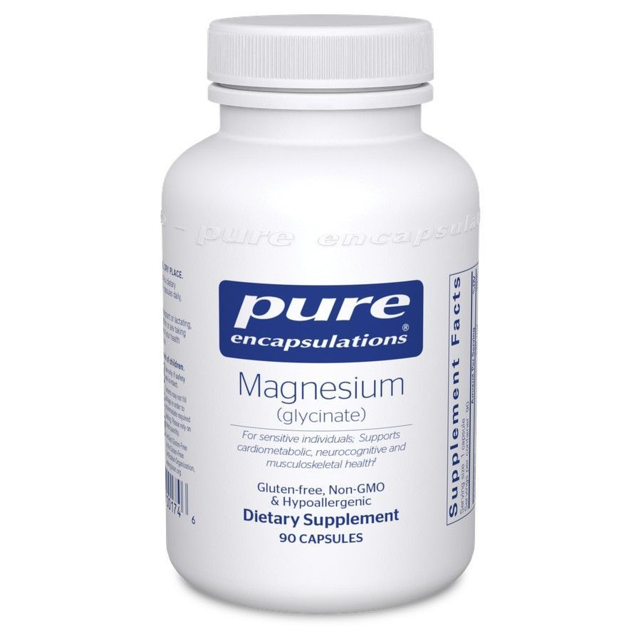 Pure Encapsulations Magnesium Glycinate 120 mg, 90 vegetarian capsules, front of bottle