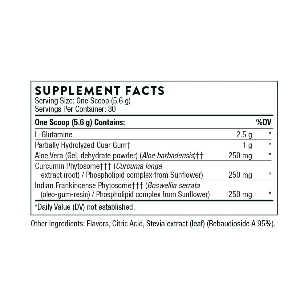 Thorne EnteroMend supplement facts – L-glutamine Sunfiber DaltonMax aloe Meriva curcumin Casperome boswellia phytosome