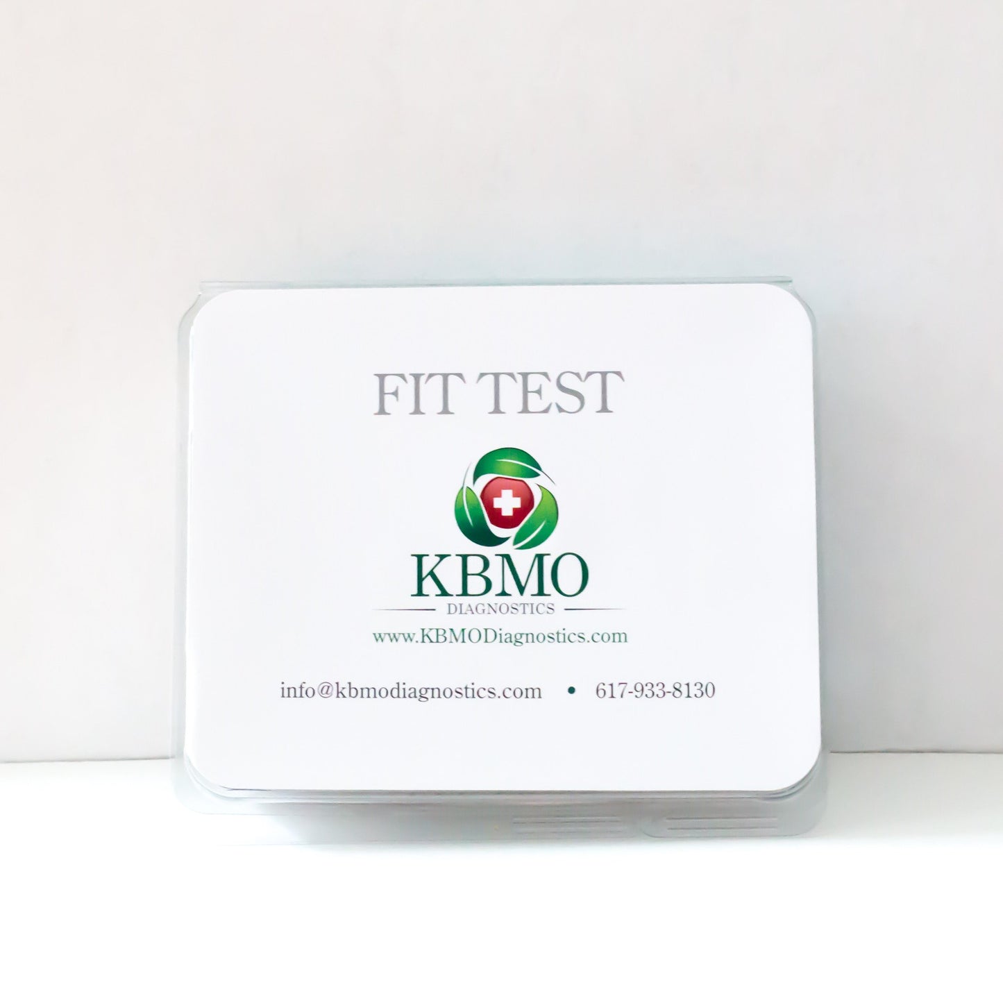 A box of FIT Test by KBMO Diagnostics with contact information printed on the front.