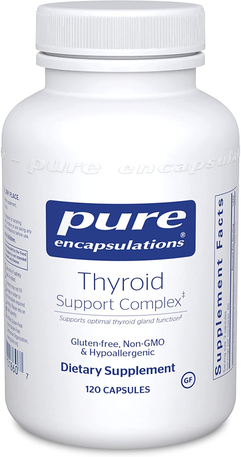 Pure Encapsulations Thyroid Support Complex – comprehensive thyroid function formula with iodine from kelp, selenium, zinc, L-tyrosine, ashwagandha, ForsLean® Coleus forskohlii, guggul and turmeric – 120 vegetarian capsules