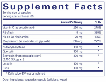 Supplement facts label with various vitamins and minerals listed