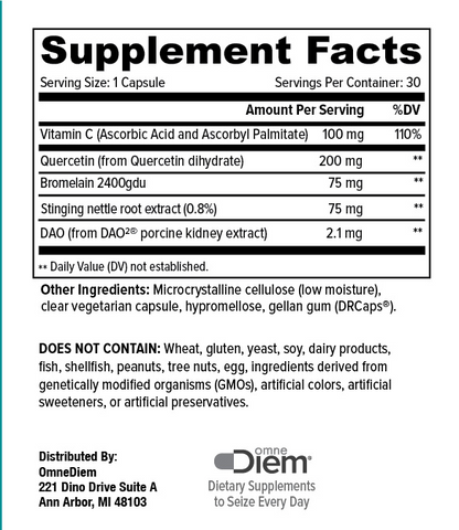 Supplement facts label for a dietary supplement with various ingredients and their amounts.