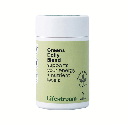 Lifestream Greens Daily Blend container on a white background