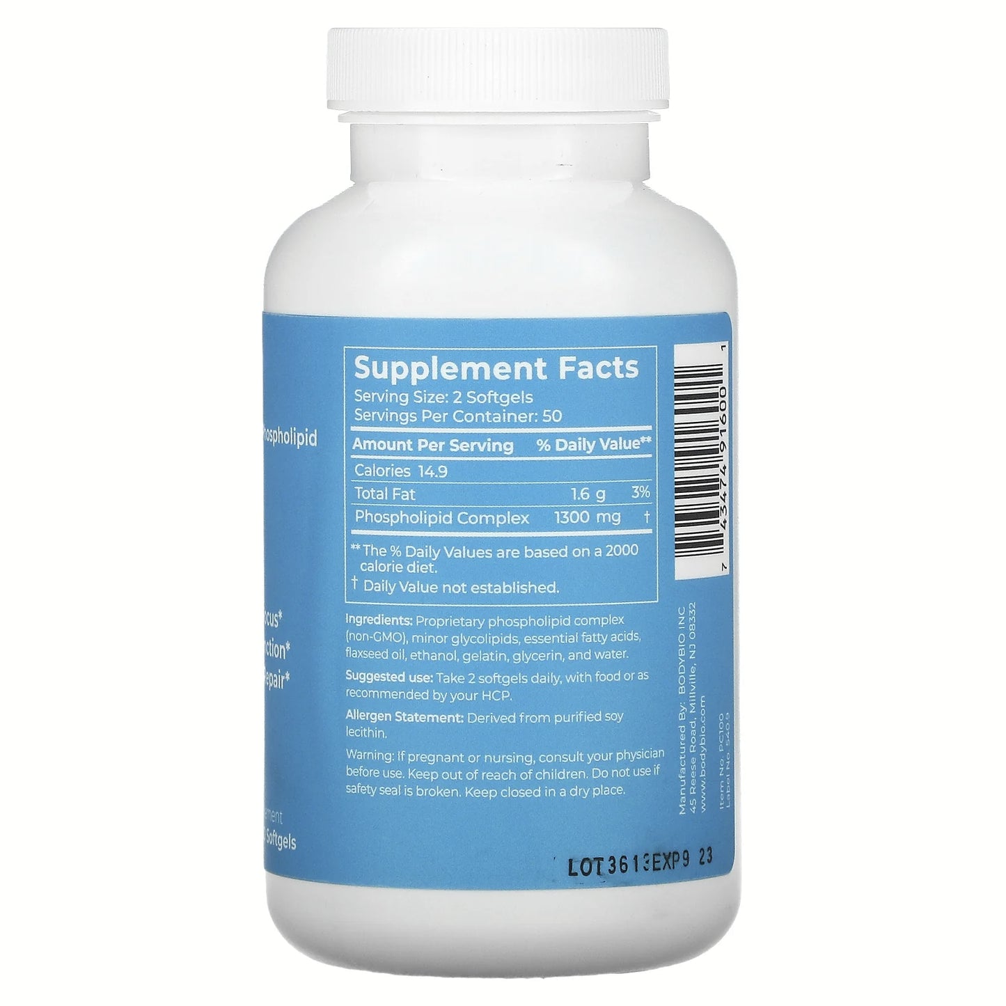 Supplement facts for PC with a white background