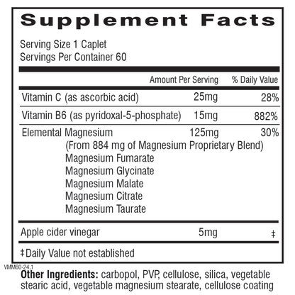 Supplement facts label for a product with vitamins and minerals