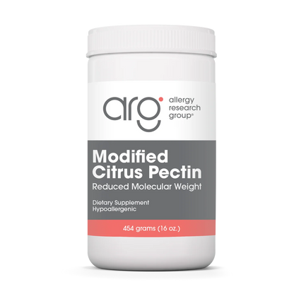 Jar of Modified Citrus Pectin by Allergy Research Group on a white background