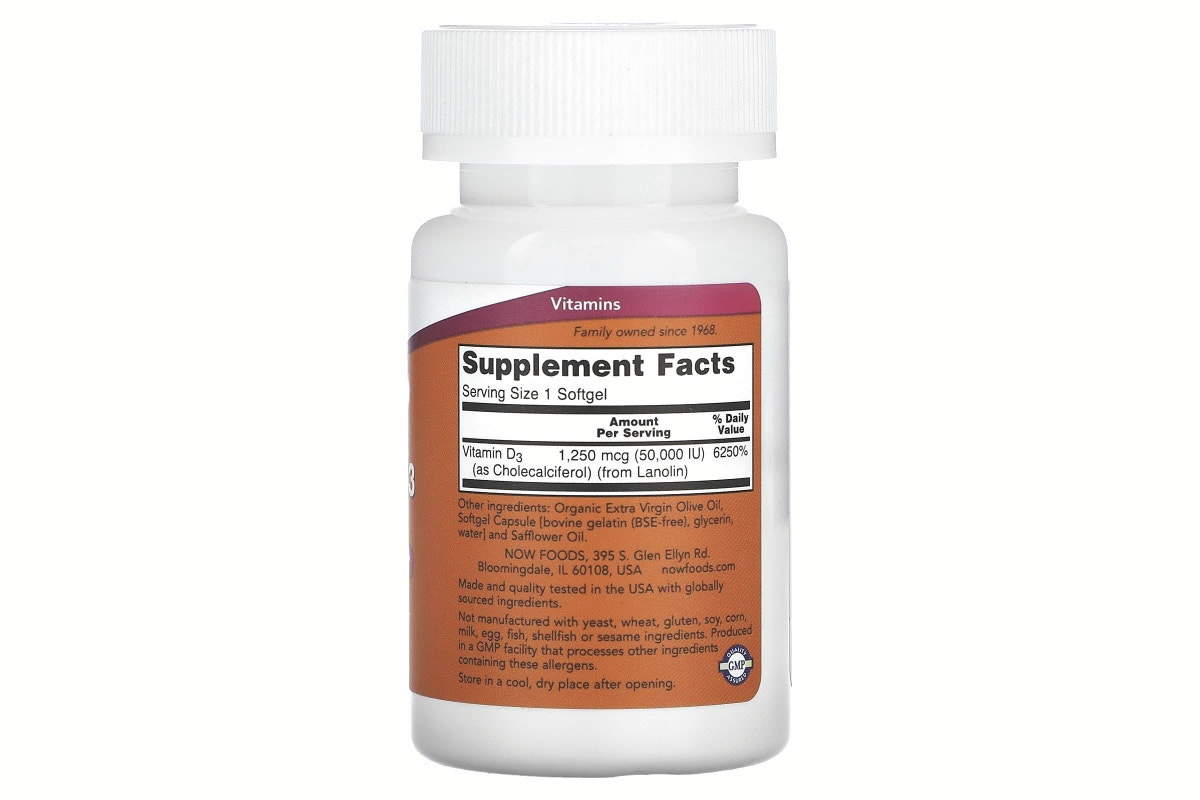 Supplement bottle with label on a white background