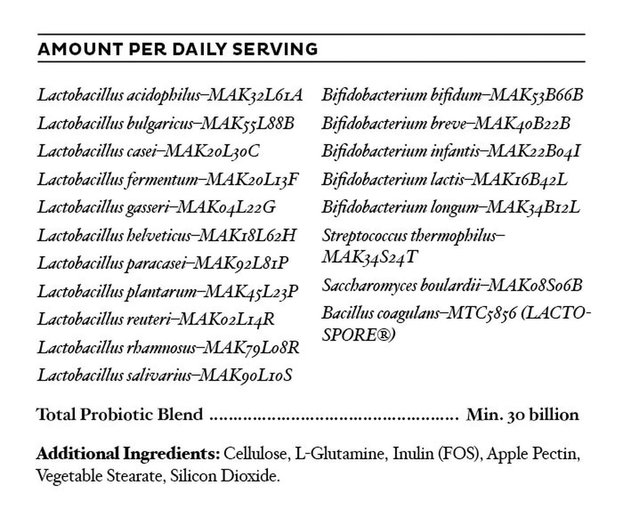 BePure TWO Probiotic strain list – Lactobacillus Bifidobacterium LactoSpore Saccharomyces boulardii 19 strains