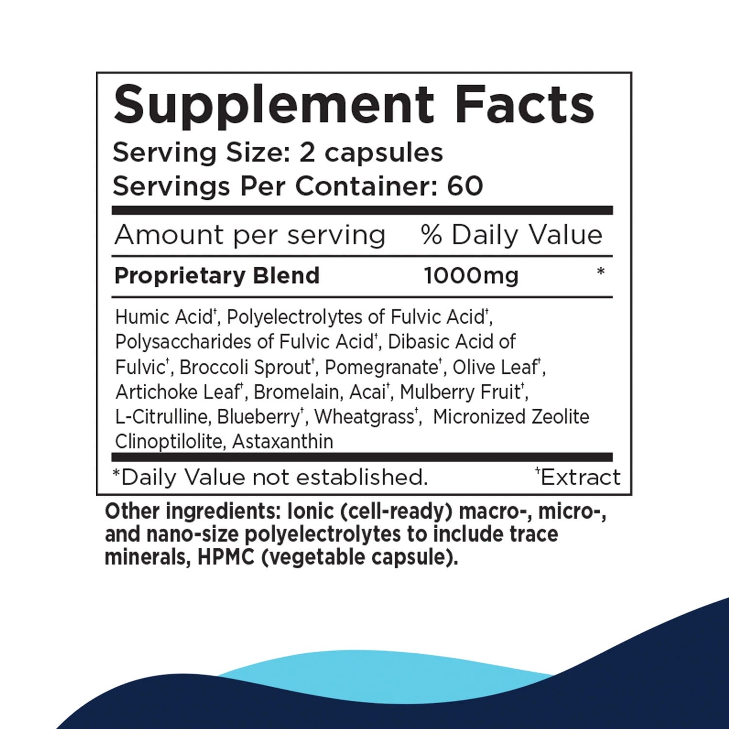CellCore ViRadChem Binder supplement facts – BioActive Carbon, zeolite clinoptilolite, astaxanthin, broccoli sprout blend