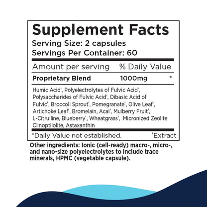 CellCore ViRadChem Binder supplement facts – BioActive Carbon, zeolite clinoptilolite, astaxanthin, broccoli sprout blend