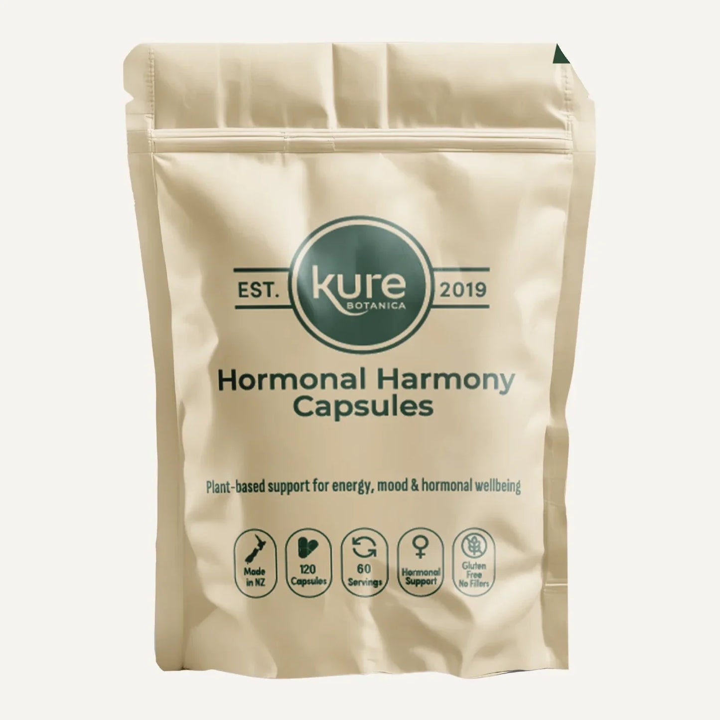 Kure Hormonal Harmony Capsules – organic New Zealand hempseed oil 1000mg and 10:1 organic maca extract per capsule – hormonal balance support for men and women – 120 capsules, made in Canterbury New Zealand