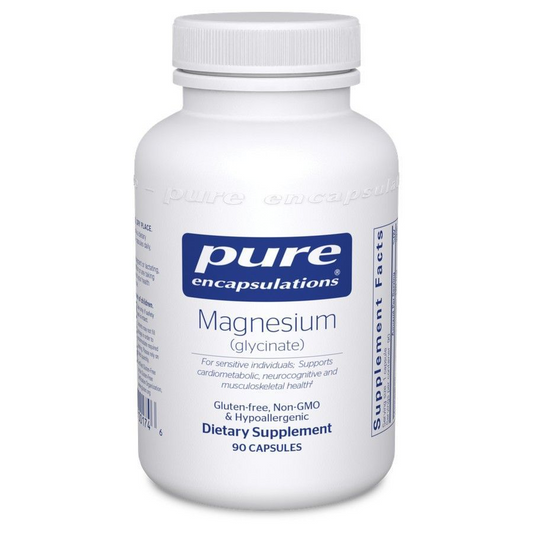 Pure Encapsulations Magnesium Glycinate 120 mg, 90 vegetarian capsules, front of bottle