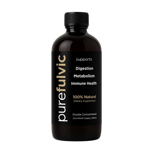 Pure Fulvic Acid Concentrate Tonic — 100% natural fulvic acid from New Zealand peat, 250 mL bottle, front view