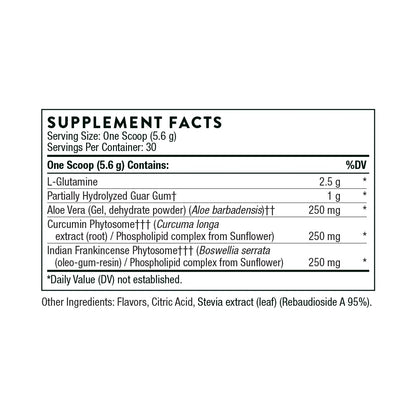 Thorne EnteroMend supplement facts – L-glutamine Sunfiber DaltonMax aloe Meriva curcumin Casperome boswellia phytosome