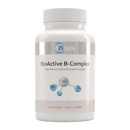 Supplement bottle for BioActive Bs with a white background