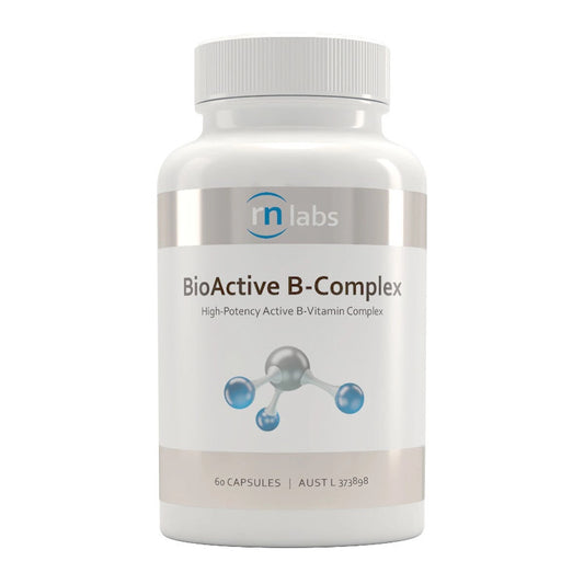 Supplement bottle for BioActive Bs with a white background