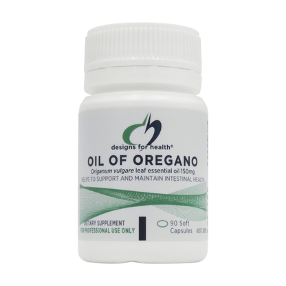 Designs for Health Oil of Oregano — 60 softgel bottle, standardised oregano oil with carvacrol and thymol