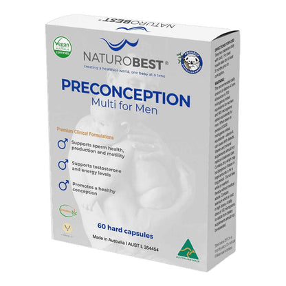 NaturoBest Preconception Multi for Men 60 capsules – CoQ10 lycopene zinc selenium sperm health support NZ