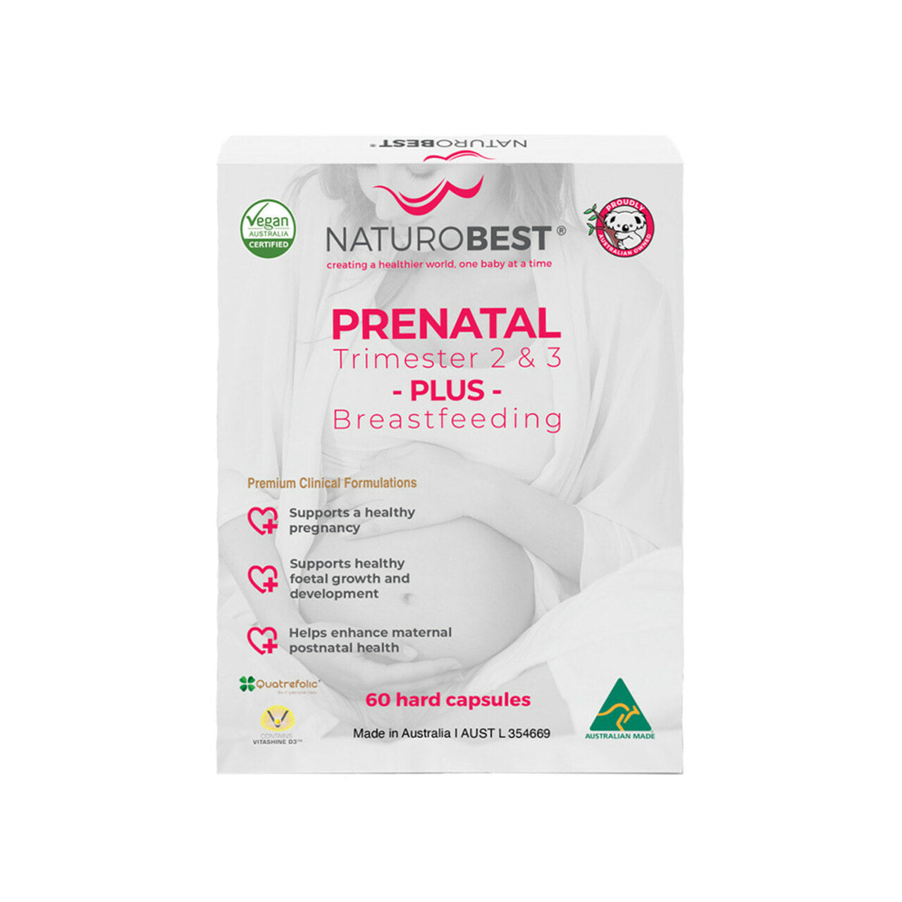 aturoBest Prenatal Trimester 2 & 3 Plus Breastfeeding 60 capsules – Quatrefolic active folate prenatal vitamin