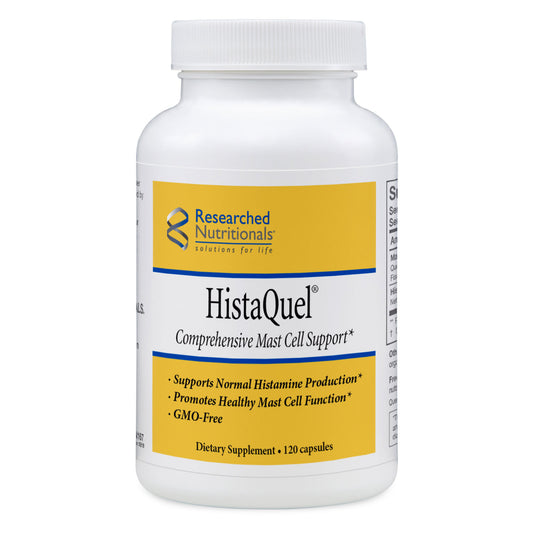 Researched Nutritionals HistaQuel – dual-action mast cell and histamine support formula with Quercefit® quercetin phytosome, Perilla frutescens, luteolin, fisetin, black cumin seed extract and stinging nettle leaf – 120 vegetarian capsules