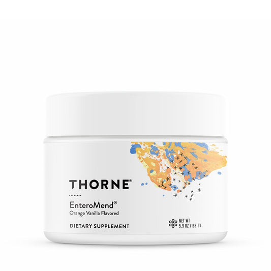 Thorne EnteroMend powder orange vanilla 30 servings – L-glutamine Meriva curcumin Casperome boswellia gut support